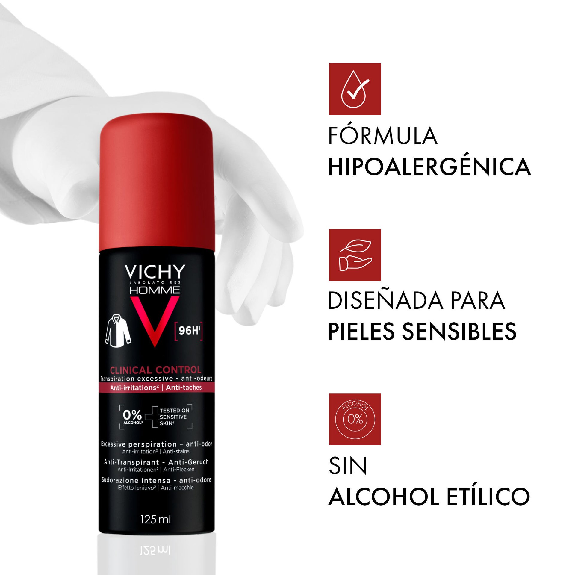 vichy homme antitranspirante hombre clinical control spray