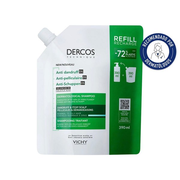 DERCOS Recarga de Champú DS Anticaspa Cabello Normal a Graso