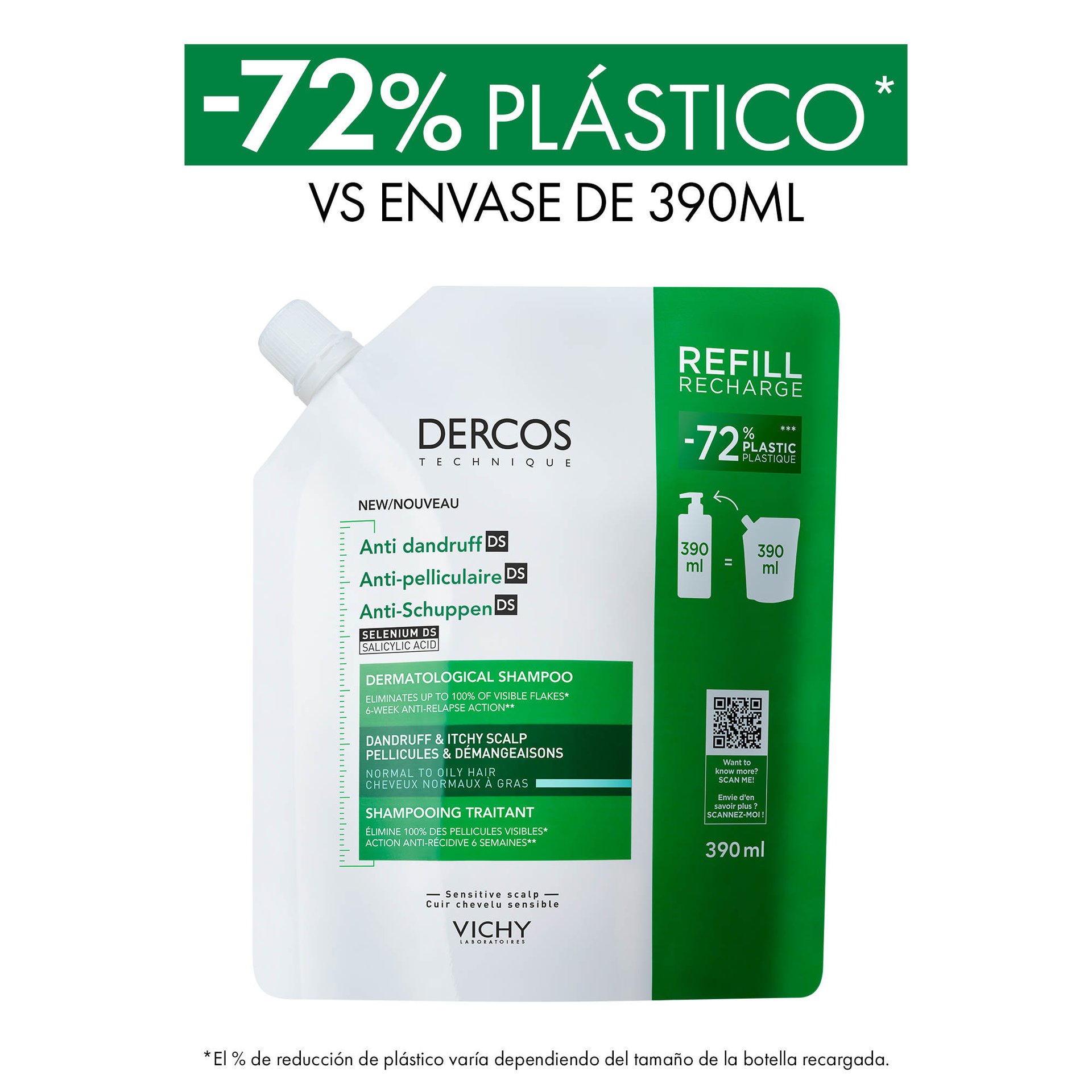 DERCOS ANTI-DANDRUFF DS SHAMPOO REFILL NORMAL TO OILY HAIR