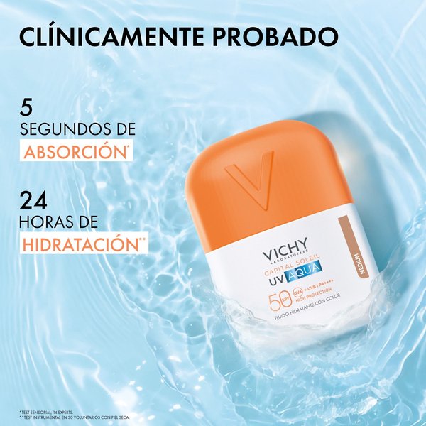 capital soleil uv aqua fluido hidratante protector solar con color medio