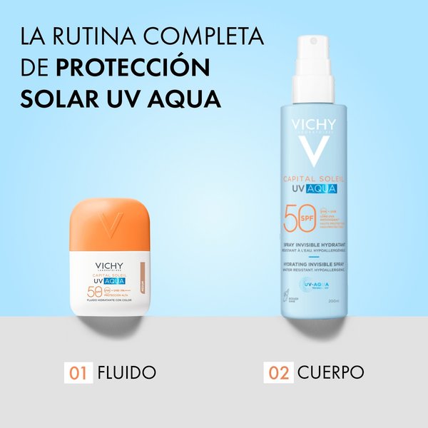 capital soleil uv aqua fluido hidratante protector solar con color medio